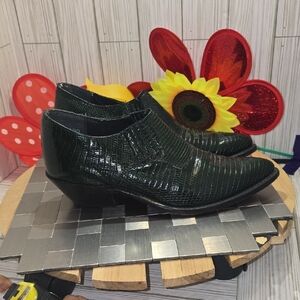 Code West Green Leather Ankle Boots